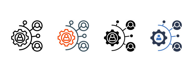 Coordination Work multiple icon style vector illustration