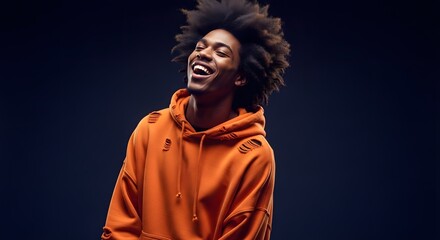 Smiling Young Black Man Whisking Ingredients in a Bowl