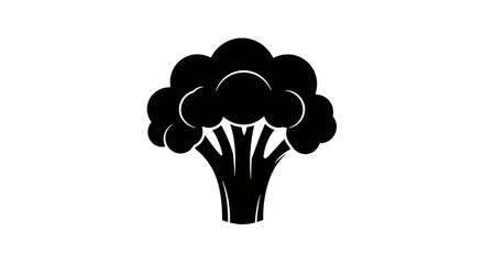 Simple black silhouette icon of a broccoli florette healthy food symbol for healthy eating and nutrition Flat design vector illustration white background.