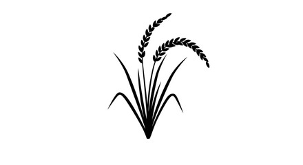 Silhouette of wheat stalks and blades detailed agricultural symbol nature plant life Flat design vector illustration white background.