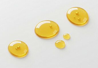 Fototapeta premium Vibrant golden liquid droplets shimmering with pure essence, perfect for beauty, wellness, or culinary themes.