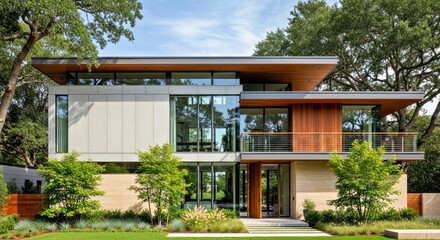 Contemporary Residential Architecture Featuring Clean Lines and Neutral Tones in Bright Daylight