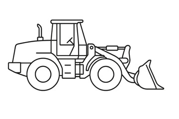 Naklejka premium Construction wheel loader outline isolated on transparent background vector.