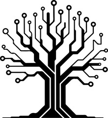 Conceptual Circuit Tree Illustration Blending Organic Nature with Digital Technology and Future Innovation for Growth