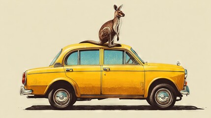 Obraz premium Kangaroos on car