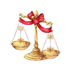 Zodiac Libra golden scales design with snowflakes and accents