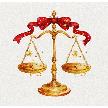 Watercolor Libra sign with balanced scales in pastel tones