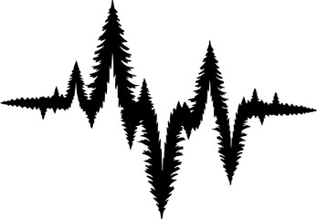 Fototapeta premium Heartbeat Forest A Silhouette of Nature's Rhythm in Tree Line Design