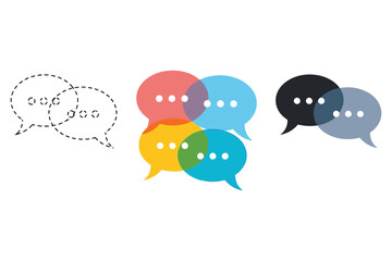 Vector art of speech bubbles in various styles and colors, representing communication, conversation, and dialogue, ideal for illustrating messages and discussions