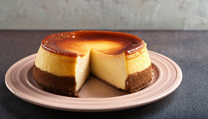 Naklejka premium San Sebastian Cheesecake Traditional Spanish Dessert