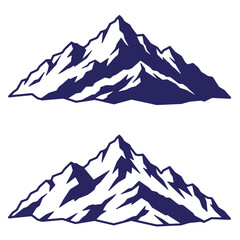Fototapeta premium Two stylized blue mountain peaks isolated on white background simple vector illustration