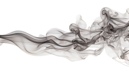 Elegant black smoke isolated on transparent background, creating a mesmerizing and ethereal effect with its graceful and flowing forms