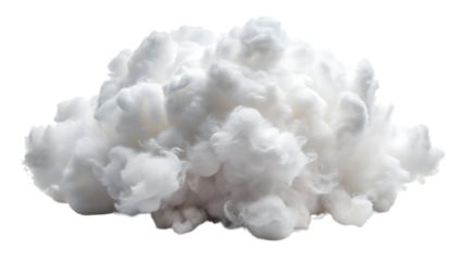 A fluffy pile of cotton wool sits softly, creating a comforting and inviting texture isolated on transparent background