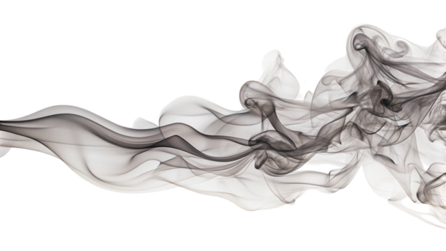Elegant black smoke isolated on transparent background, creating a mesmerizing and ethereal effect with its graceful and flowing forms