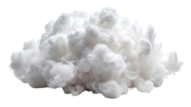 A fluffy pile of cotton wool sits softly, creating a comforting and inviting texture isolated on transparent background
