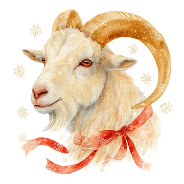 Zodiac Capricorn golden goat design with snowflakes and details