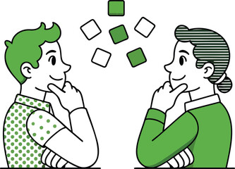Fototapeta premium Isometric Strategic Thinkers Exchanging Ideas – Vector for Modern Collaboration and Innovation isolated On Transparent Background