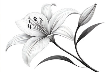 lily of the valley , black and white flower , minimalist-black-and-white-lily-flower-vector-with , flower, floral, vector, illustration, art, nature, design.