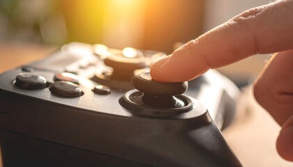 Playing a Video Game with a Controller Close-up View Gaming Concept