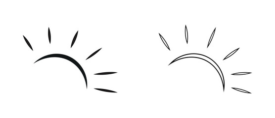 A half sun is setting downwards icon set. sunset concept for logo, social media, website, graphic work, apps, ui. png and vector illustration on transparent background