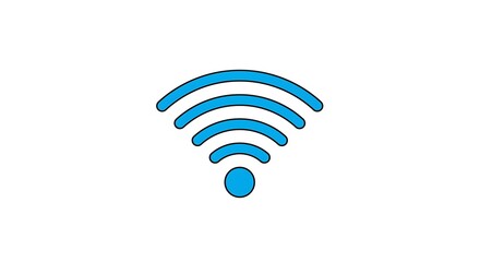 Digital wireless network icon in blue on clean white background