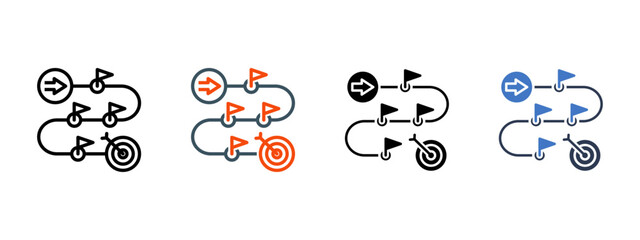 Product Roadmap multiple icon style vector illustration
