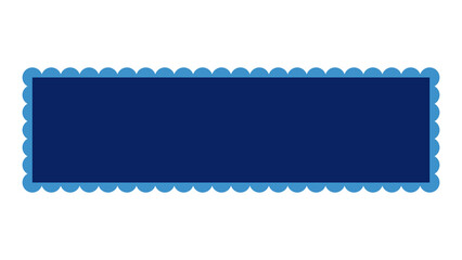 Elegant navy blue rectangle framed with a light blue scalloped border on black background