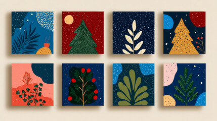 Obraz premium The collection of Christmas and New Year's cards is a modern abstract vehicle.