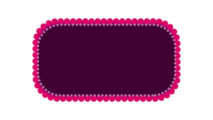 Elegant frame design featuring pink circles and dots on a black background, simple shapes.