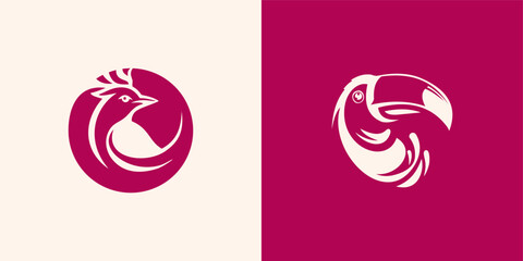 Cute Baby Canary Bird Tweet Singing on Tree Branch Leaf Simple Silhouette logo design