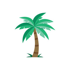 Cartoon palm tree on a white background summer tropical illustration