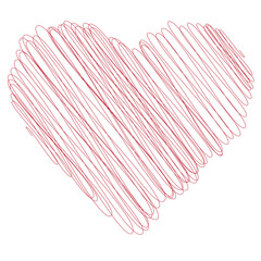 Expressive red heart sketch with chaotic lines, conveying love and raw emotion vividly.