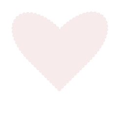 Aesthetic pale pink heart with scalloped edge on a dark background conveys love.