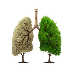 Tree-Like Lungs with Contrasting Foliage – Symbol of Health, Nature, and Breath of Life

