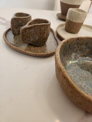 Minimalist organic ceramic tableware for the kitchen