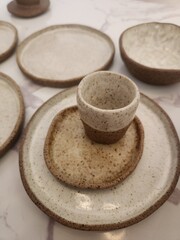 Minimalist organic ceramic tableware for the kitchen