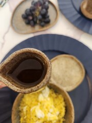 Minimalist organic ceramic tableware for the kitchen