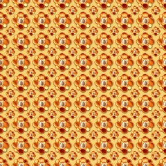 Golden bubble flower micro seamless pattern glossy metallic circles yellow background