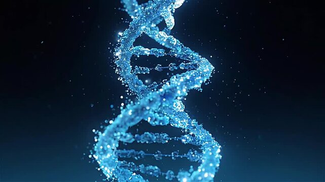 Glowing dna double helix molecule model animation
