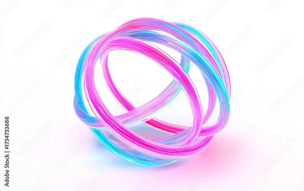Wall mural dynamic swirling radiant light lines creating a spherical orb with vibrant neon illumination in mode