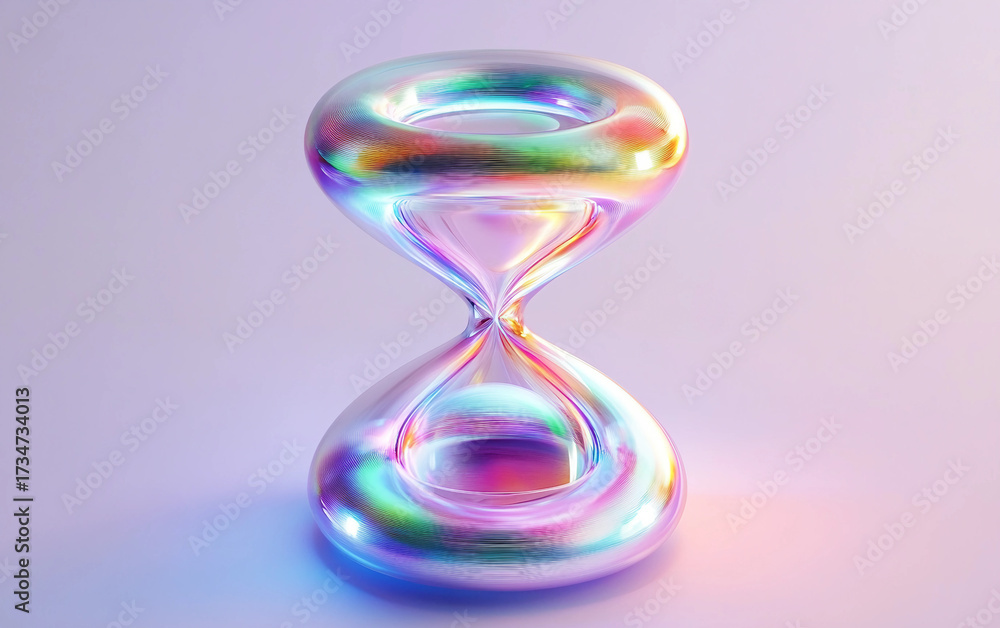 Wall mural futuristic artistic creation of glowing hourglass structure composed entirely of pure bright light i
