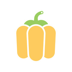 Minimalist Yellow Bell Pepper Icon Simple Flat Design Vector Illustration Sweet Capsicum Vegetable Logo in Flat Pastel Colors, Isolated Graphic