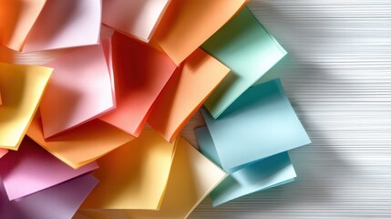 A vibrant assortment of sticky notes spread across a surface, offering a colorful canvas for ideas, reminders, and organization in creative and productive environments.