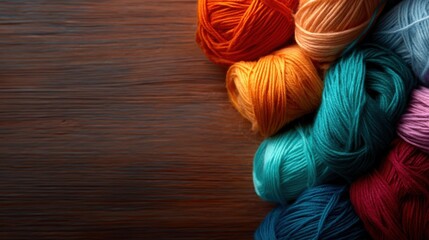 A visually appealing arrangement of colorful yarn spools against a wooden background, embodying the spirit of creativity and the art of crafting with textiles.