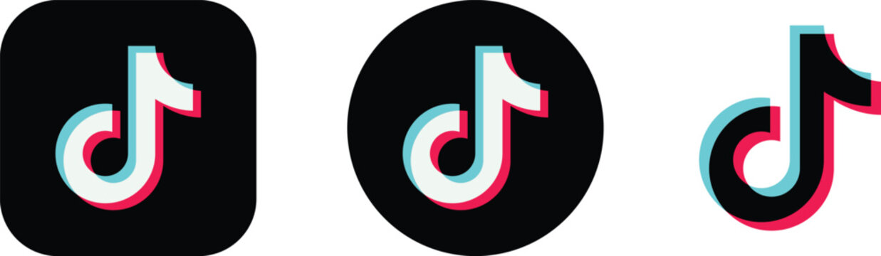 tiktok logotype , tiktok black icon editorial.eps10, png	