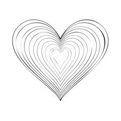 Abstract concentric heart shapes vector graphic Multiple black outline hearts with gradient effect Love symbol concept