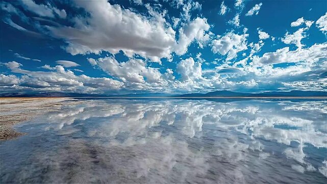Exploring Salar de Uyuni Reflections under Bright Blue Sky in Bolivia