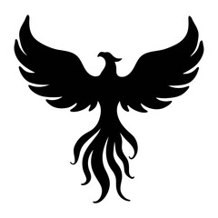 Obraz premium Vector art of a stylized phoenix with spread wings, representing renewal, hope, and the cyclical nature of life in a sleek design