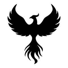 Vector art of a majestic phoenix soaring high, symbolizing rebirth, resilience, and the power of transformation in a minimalist design