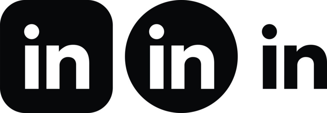 linkedin logotype , linkedin black icon editorial.eps10, png	